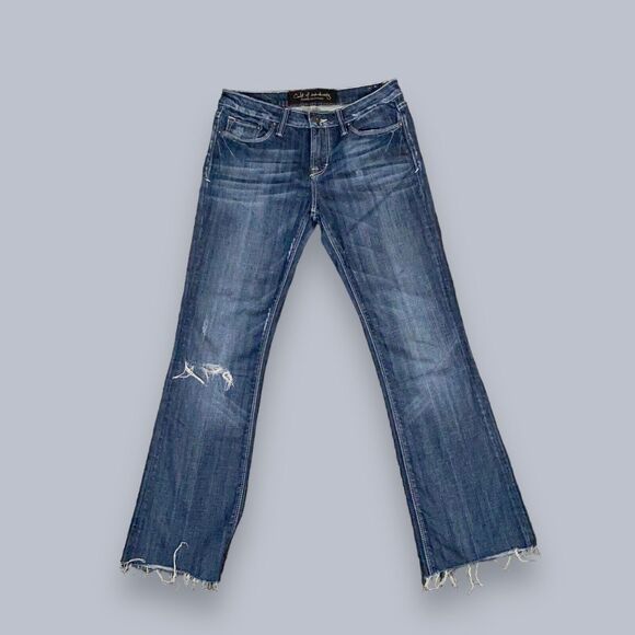 Cult of Individuality Jeans 29 Blue Bootcut Distressed Raw Hem Fray Boho 32x30.5 - Picture 1 of 10